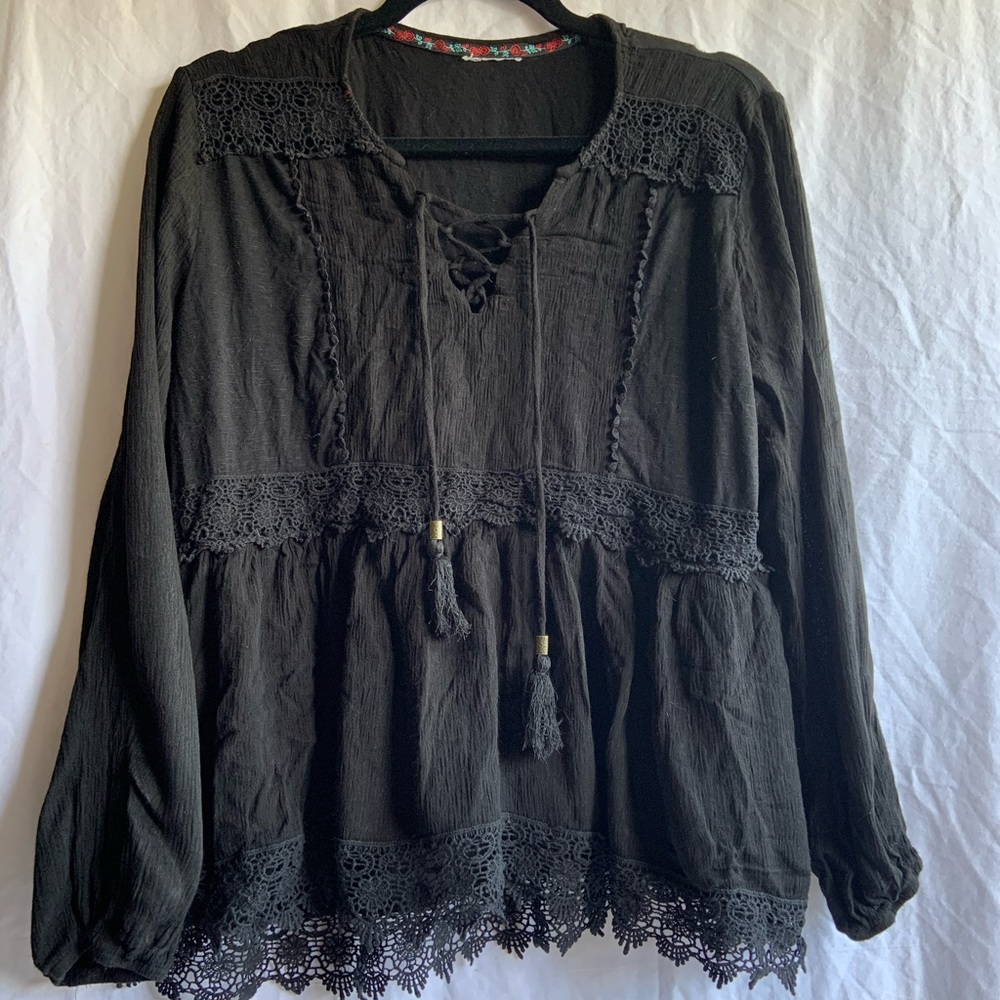 Black peasant top